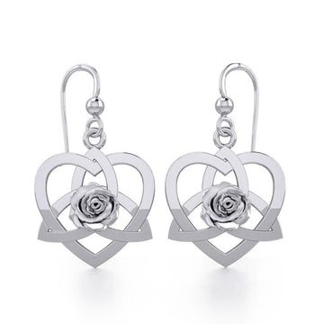 Trinity in Heart with Rose Silver Earrings TER1850 - Jewelry